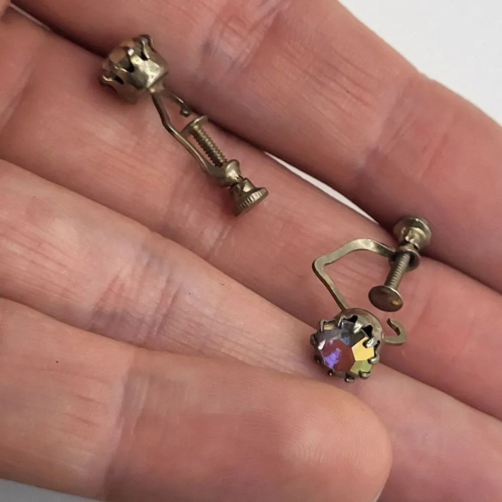 Vintage 50s Screw Back Pearl Earrings 0.75in